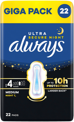 Always 22片 Ultra Secure Night 4 护翼卫生巾