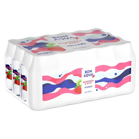 24-pack Bonaqua + Mansikka & Kiivi Hiilihapotettu juoma muovipullo 0,33 L｜Bonaqua 24 包 Bonaqua + 草莓和猕猴桃碳酸饮料塑料瓶 0,33 L