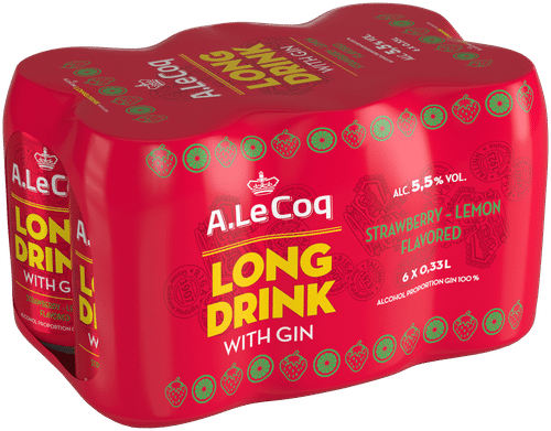 A. Le Coq 6罐A. Le Coq 金酒草莓柠檬长饮 5.5% 0.33升罐装