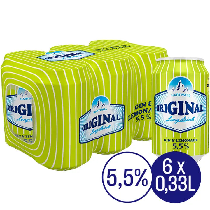 Hartwall Original Long Drink 6 x Hartwall 原味长饮柠檬水 5.5% 0,33 l｜6 x Hartwall Original Long Drink Lemonade 5,5% 0,33 l