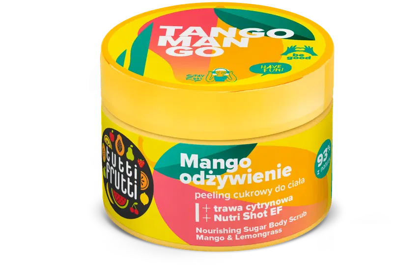 TUTTI FRUTTI 滋养糖身体磨砂膏 芒果柠檬草 300 g｜Tutti Frutti Ravitseva sokeri vartalonkuorinta Mango ja sitruunaruoho 300 g