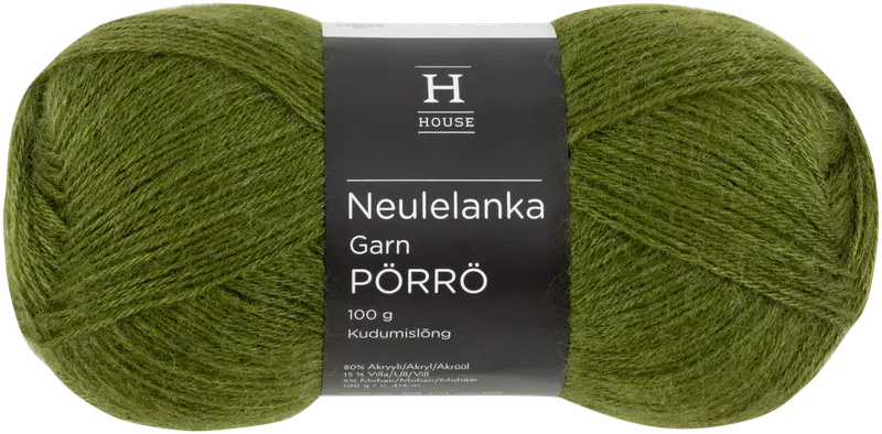 House 马海毛-羊毛-腈纶线 Pörrö 100克 森林绿263｜House lanka mohair-villa-akryyli Pörrö 100 g Forest green 263