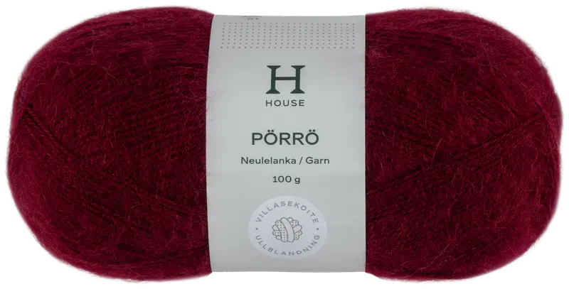 House 马海毛-羊毛-腈纶线 Pörrö 100g 酒红 999｜House lanka mohair-villa-akryyli Pörrö 100 g Burgundy 999