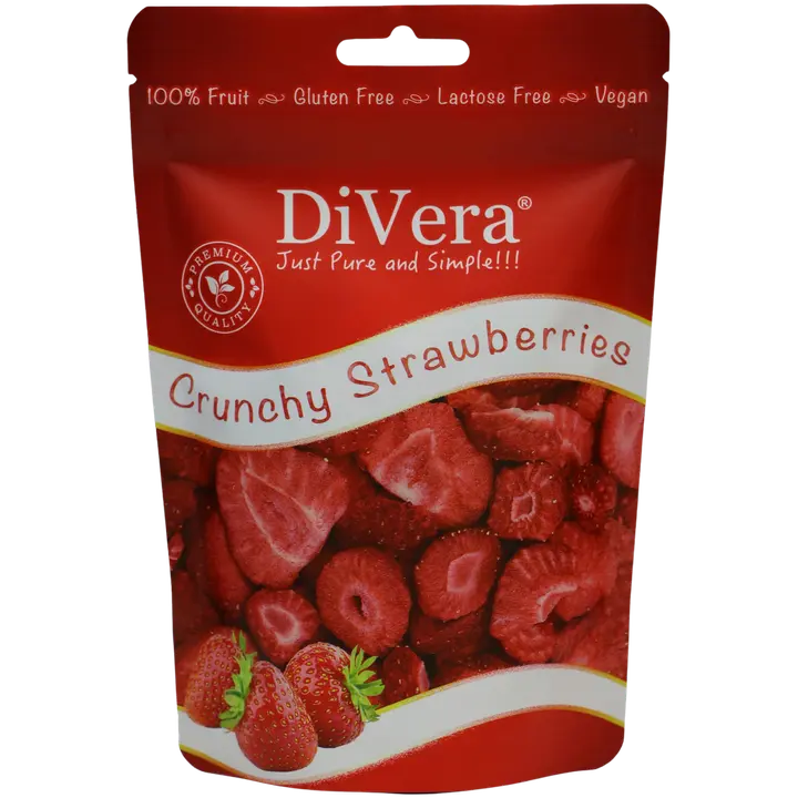 DiVera Just Pure and Simple!!! Pakastekuivattuja, viipaloituja mansikoita 20g-DiVera 就是纯粹又简单！！！冻干、切片的草莓 20g