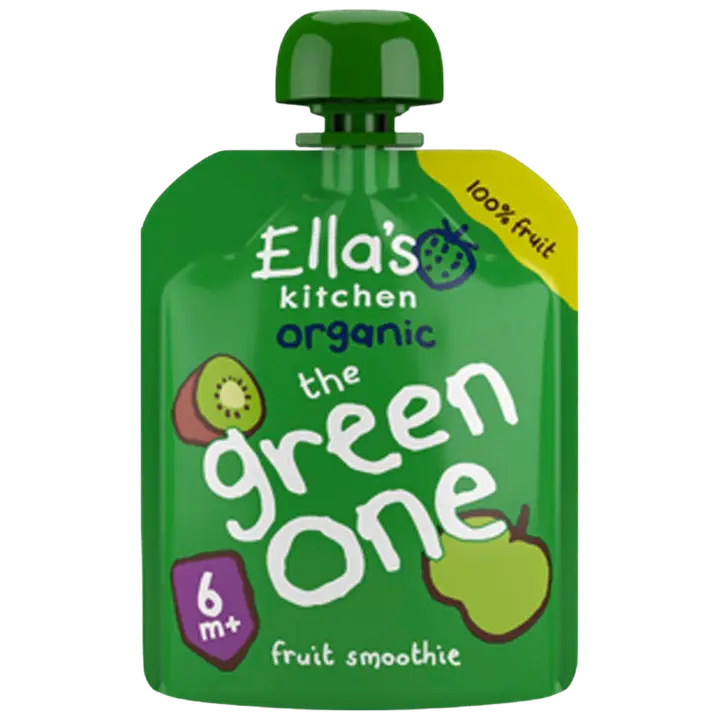 Ella's Kitchen The Green One, Vihreä hedelmäsmoothie alkaen 6kk LUOMU 90g｜Ella´s Kitchen Ella's Kitchen The Green One，6 个月有机绿色水果冰沙 90g