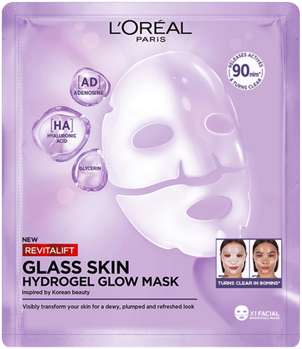 L'Oréal Paris Revitalift Filler Glass Skin Heleyttävä Hydrogeelinaamio 1 kpl
