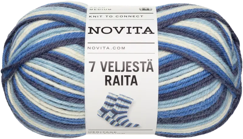 Novita 7 Veljestä Raita 线 100克 天蓝 984｜Novita lanka 7 Veljestä Raita 100g sinitaivas 984