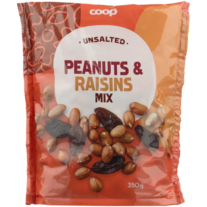 Coop maapähkinä-rusinasekoitus suolaamaton 350g-Coop 花生葡萄干混合物，无盐 350g
