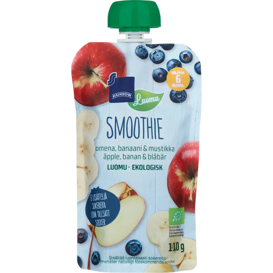 Rainbow smoothie omena, banaani & mustikka luomu 110 g 6 kk｜Rainbow 有机苹果、香蕉和蓝莓冰沙 110 克 6 个月