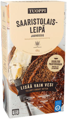 Tuoppi Saaristolaisleipä jauhoseos, laktoositon, maidoton, runsaskuituinen, vegaaninen 420g｜Tuoppi 群岛面包预拌粉 无乳糖、无乳、高纤维、素食 420g