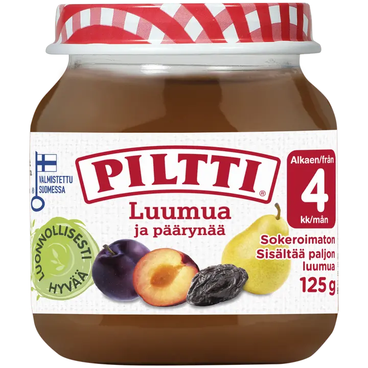PILTTI 125g Luumua ja päärynää hedelmäsose 4kk｜Piltti 125克李子梨果泥4个月