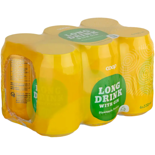 6 x Coop Pineapple 5,5% 0,33L ananaksenmakuinen long drink｜Coop 6 x Coop 菠萝 5.5% 0.33L 菠萝味长饮