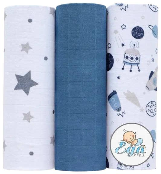 EgaKids 纱布巾3条 60x80 cm｜EgaKids harsoliinat 3 kpl 60x80 cm
