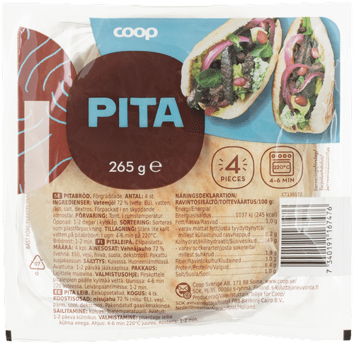 Coop pitaleipä 265 g 4 kpl｜Coop 皮塔饼 265克 4 kpl