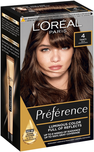 L'Oréal Paris Préférence 4 Tahiti 自然棕色持久染发剂 1kpl