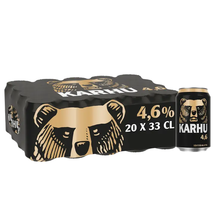 20-pack Karhu Lager olut 4,6 % tölkki 0,33 L｜Karhu 20 罐装 Karhu 拉格饮料 4.6% 罐装 0,33 L