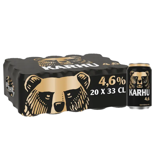 20-pack Karhu Lager olut 4,6 % tölkki 0,33 L｜Karhu 20 罐装 Karhu 拉格饮料 4.6% 罐装 0,33 L