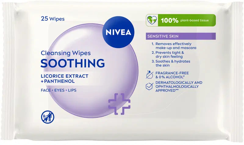 NIVEA 25片日常必备敏感肌清洁湿巾｜NIVEA 25kpl Daily Essentials Sensitive Cleansing Wipes -puhdistusliinat