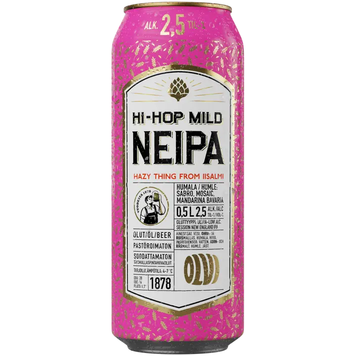 OLVI Hi-Hop Mild NEIPA 2,5 % olut 0,5 l tlk｜Olvi Hi-Hop 温和 NEIPA 2.5% 饮料 0.5 升 tlk
