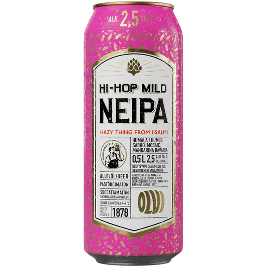 OLVI Hi-Hop Mild NEIPA 2,5 % olut 0,5 l tlk｜Olvi Hi-Hop 温和 NEIPA 2.5% 饮料 0.5 升 tlk