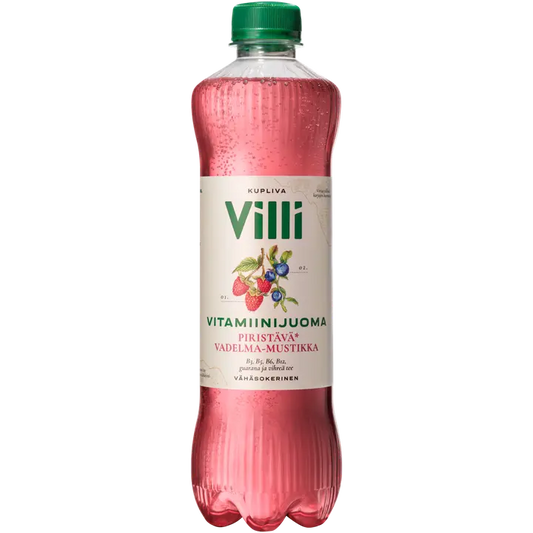 Villi Vitamiinijuoma vadelma-mustikka 0,5 l｜Villi 覆盆子蓝莓维生素饮料 0,5 l
