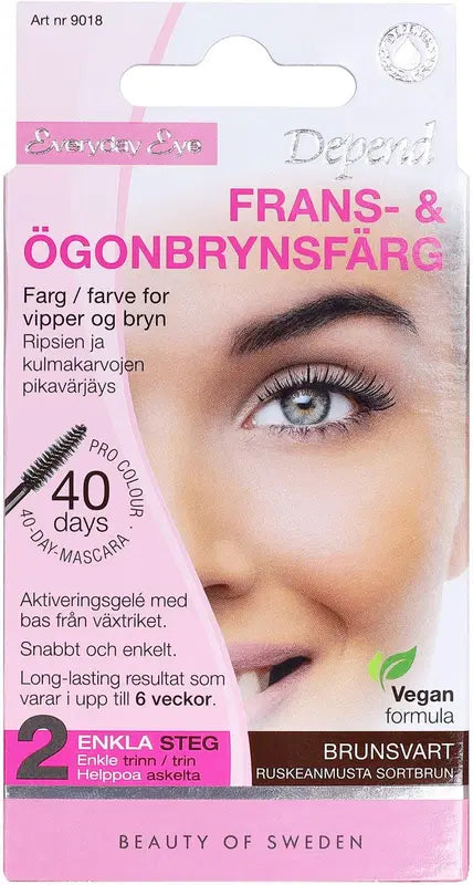 Depend 睫毛眉毛快速染深棕 9018｜Depend Ripsien ja Kulmakarvojen Pikavärjäys Ruskeanmusta 9018