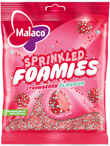 Malaco Sprinkled Foamies Strawberry makeinen 110g