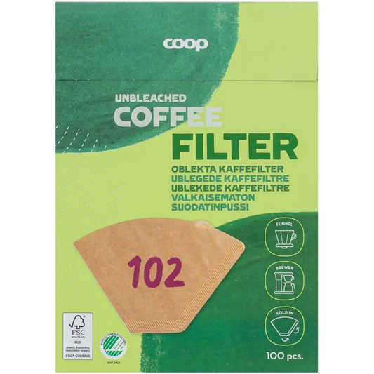 Coop 102 suodatinpussi valkaisematon 100 kpl｜Coop 102滤袋本色 100 kpl