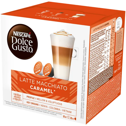 Nescafé Dolce Gusto 16kaps/145.6g Latte Macchiato Caramel maitokahvikapseli｜Dolce Gusto Nescafé Dolce Gusto 16粒/145.6克 拿铁玛奇朵 焦糖牛奶咖啡胶囊