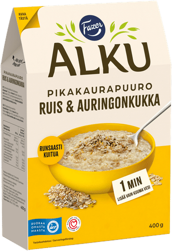 Fazer Alku Ruis & auringonkukka pikakaurapuuro 400 g｜Fazer 阿尔库 黑麦向日葵速溶燕麦粥 400 g