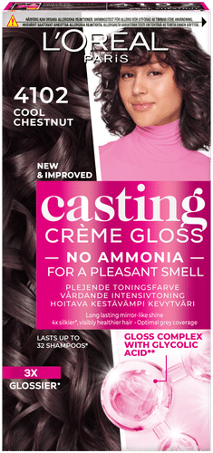 L'Oréal Paris Casting Crème Gloss 4102 Keskiruskea Tuhka Neutraali Helmiäinen kevytväri 1kpl