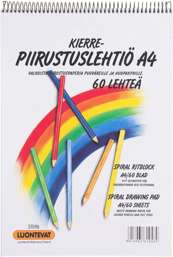 Luontevat kierrepiirustuslehtiö A4 60 lehteä