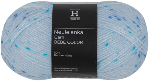 House Bebe Color 毛线 50克 浅蓝色，白色 31301｜House lanka Bebe Color 50 g vaaleansininen, valkoinen 31301