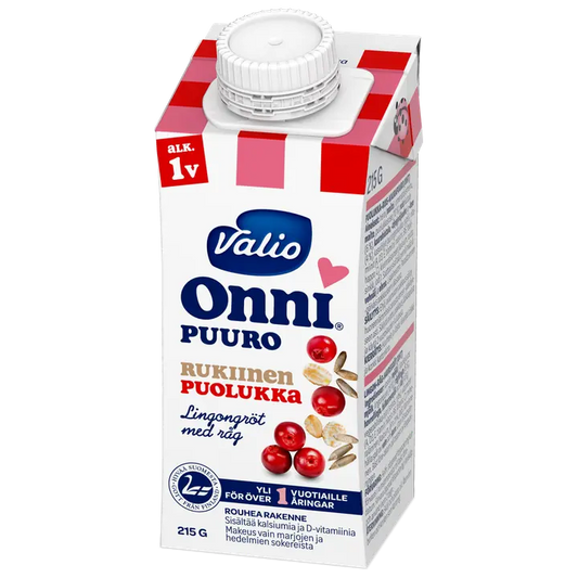 Valio Onni® rukiinen puolukkapuuro 215 g UHT (alk 1 v)｜Onni Valio Onni® 黑麦越橘粥 215 克 UHT（1 年起）