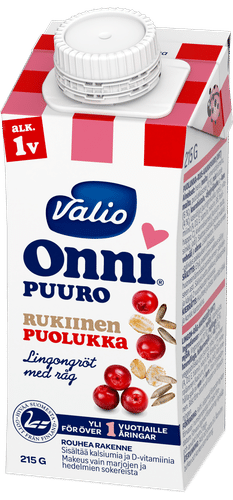 Onni Valio Onni® 黑麦越橘粥 215克 UHT（1岁起）｜Valio Onni® rukiinen puolukkapuuro 215 g UHT (alk 1 v)