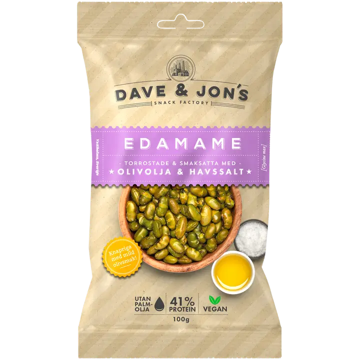 Dave&Jons paahdettuja edamame papuja oliiviöljyllä ja merisuolalla 100 g-Dave&Jons 橄榄油和海盐烤毛豆 100 g