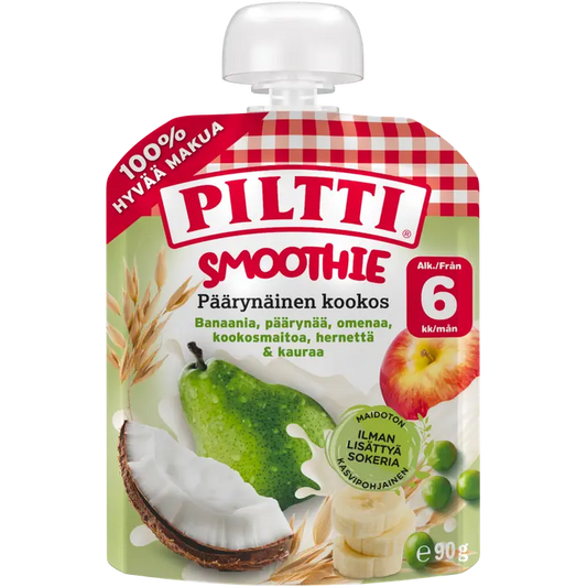 PILTTI 90g Smoothie Päärynäinen kookos 6kk annospussi｜Piltti 90 克冰沙梨椰子 6 个月份袋装