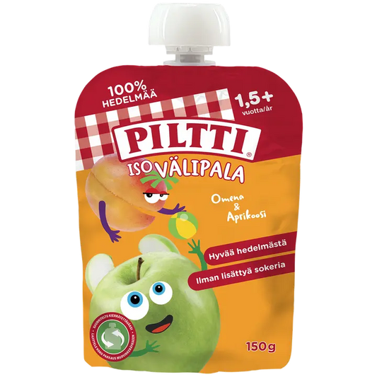 PILTTI Iso Välipala 150g Omena ja Aprikoosi 1,5+v annospussi｜Piltti Big Snack 150 克苹果和杏子 1.5+y 份袋