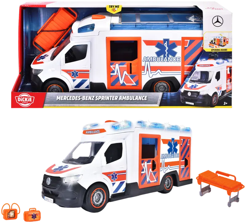 Dickie Toys Mercedes-Benz Sprinter救护车，34.5厘米，带灯光和声音效果