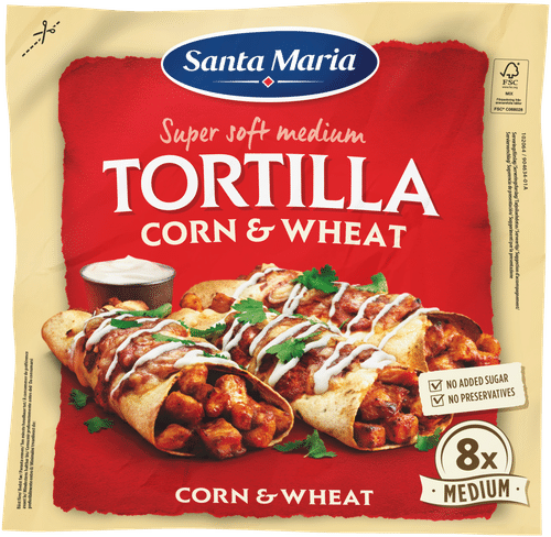 Santa Maria 玉米小麦中号卷饼8片 336 g｜Santa Maria Tortilla Corn & Wheat Medium 8 kpl, 336 g