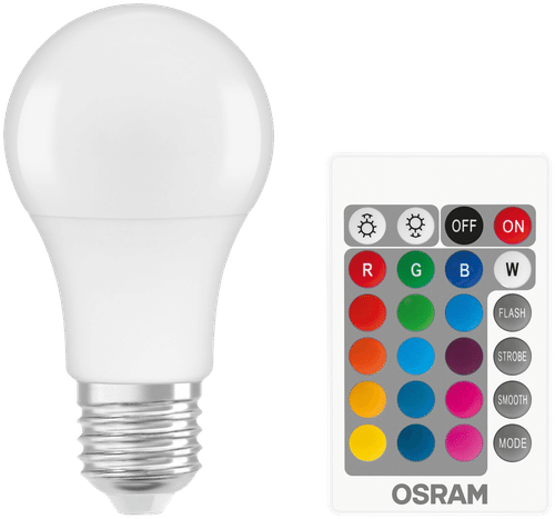 Osram LED-lamppu kaukosäätimellä RGBW 9,4W E27 806lm