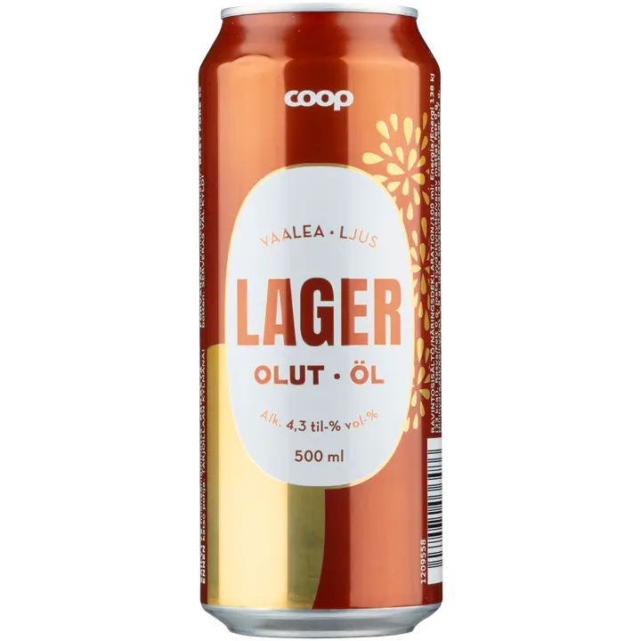 Coop Lager olut 4,3 % tölkki 0,5 l｜Coop 4.3% 罐装饮料 0,5 l