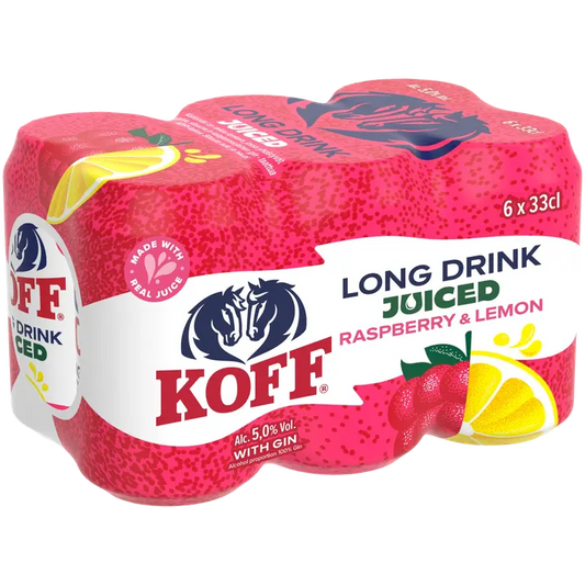 6-pack Koff Long Drink Juiced Raspberry-Lemonlong drink 5,0 % tölkki 0,33 L｜Koff 6 件装 Koff 长饮果汁覆盆子柠檬长饮 5.0% 罐装 0,33 L