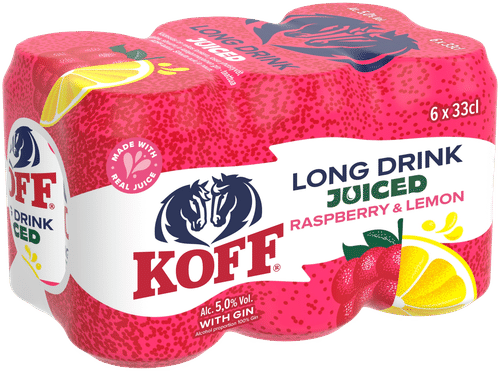 Koff 6罐装Koff长饮覆盆子柠檬5.0%罐装 0,33 L