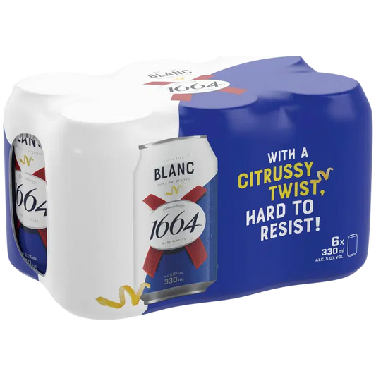 6-pack 1664 Blanc olut 5% tölkki 0,33 L｜1664 6 罐装 1664 Blanc 饮料 5% 罐装 0,33 L