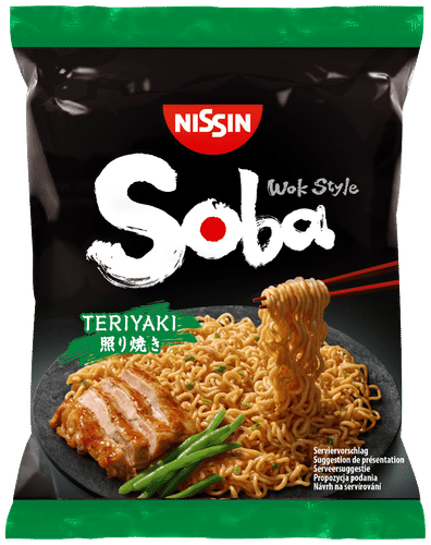 Nissin 110g Soba Bag wok vehnäpikanuudeli Teriyaki maustekastikkeella