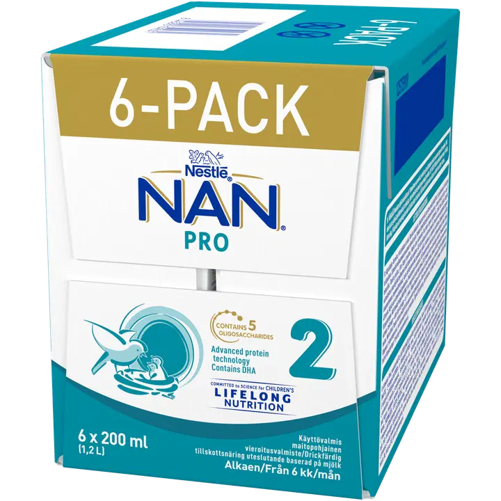 Nestlé NAN 6x Nestlé Nan 200ml Pro 2即用型断奶配方｜6x Nestlé Nan 200ml Pro 2 käyttövalmis vierotusvalmiste