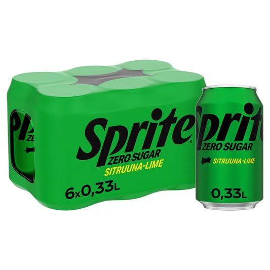 6-pack Sprite Zero Sugar virvoitusjuoma tölkki 0,33 L｜Sprite 6 件装雪碧零糖软饮料罐 0,33 L