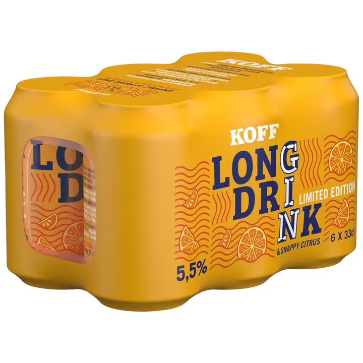 6-pack Koff Long Drink Snappy Citrus long drink 5,5 % tölkki 0,33 L｜Koff 6 件装 Koff 长饮 Snappy 柑橘长饮 5.5% 罐装 0,33 L