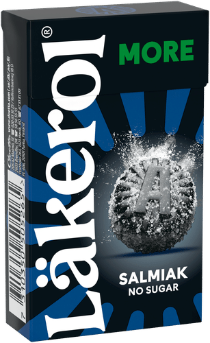 Läkerol 莫尔甘草无糖含片 30g｜Läkerol More Salmiak sokeriton pastilli 30g
